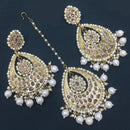 Pooja Bangles Gold Plated Kundan & Beads Earrings With Maangtikka