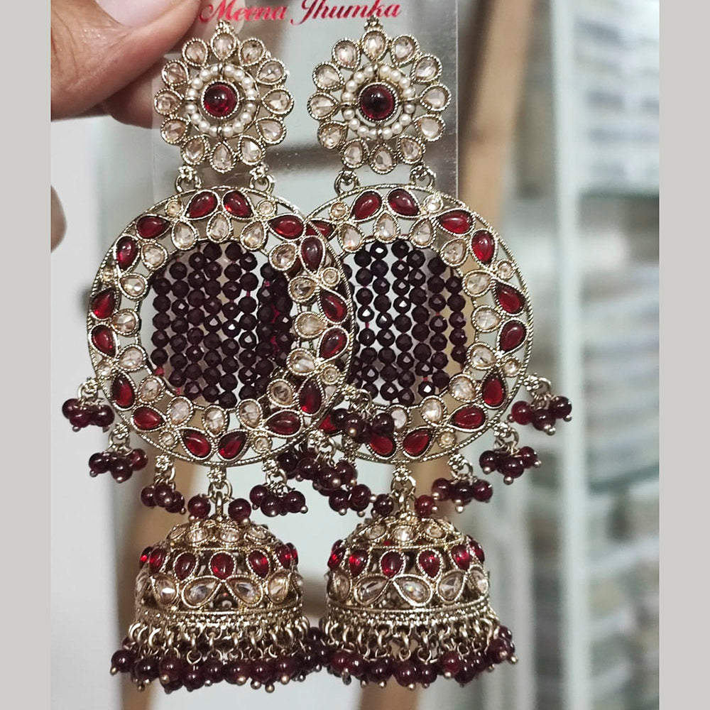 Pooja Bangles Gold Plated Crystal Pearl Jhumka Earrings