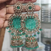 Pooja Bangles Gold Plated Crystal Pearl Jhumka Earrings