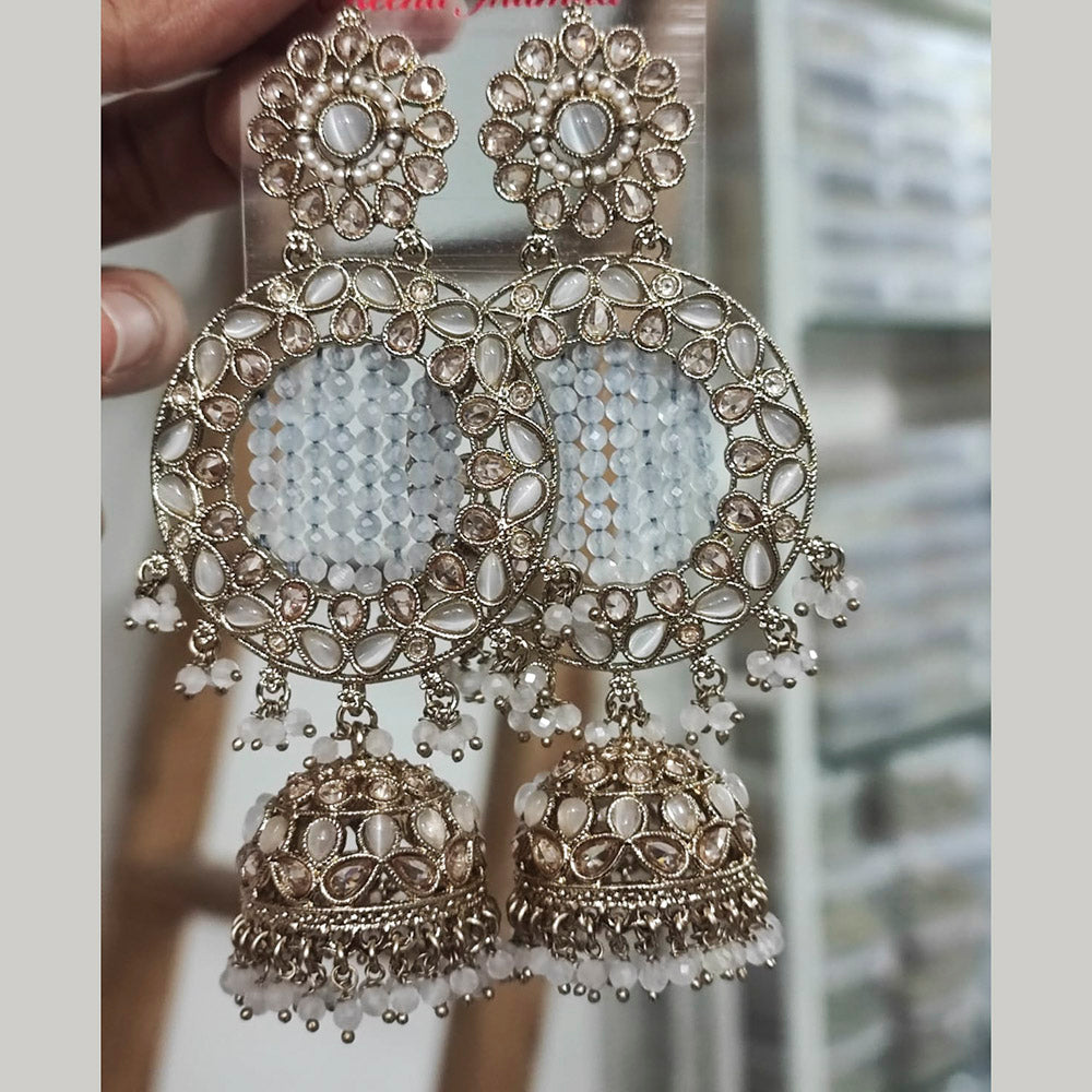 Pooja Bangles Gold Plated Crystal Pearl Jhumka Earrings