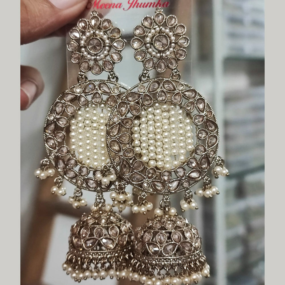 Pooja Bangles Gold Plated Crystal Pearl Jhumka Earrings