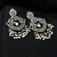 Pooja Bangles Oxidised Plated Pearl & Kundan Earrings