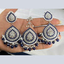 Pooja Bangles Silver Plated Pota & Austrian Stone Earrings With Maangtikka