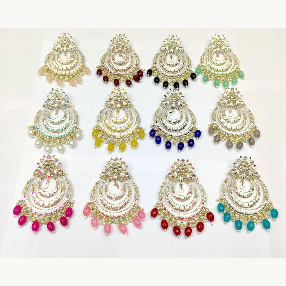 Pooja Bangles Gold Plated Kundan & Beads Dangler Earrings