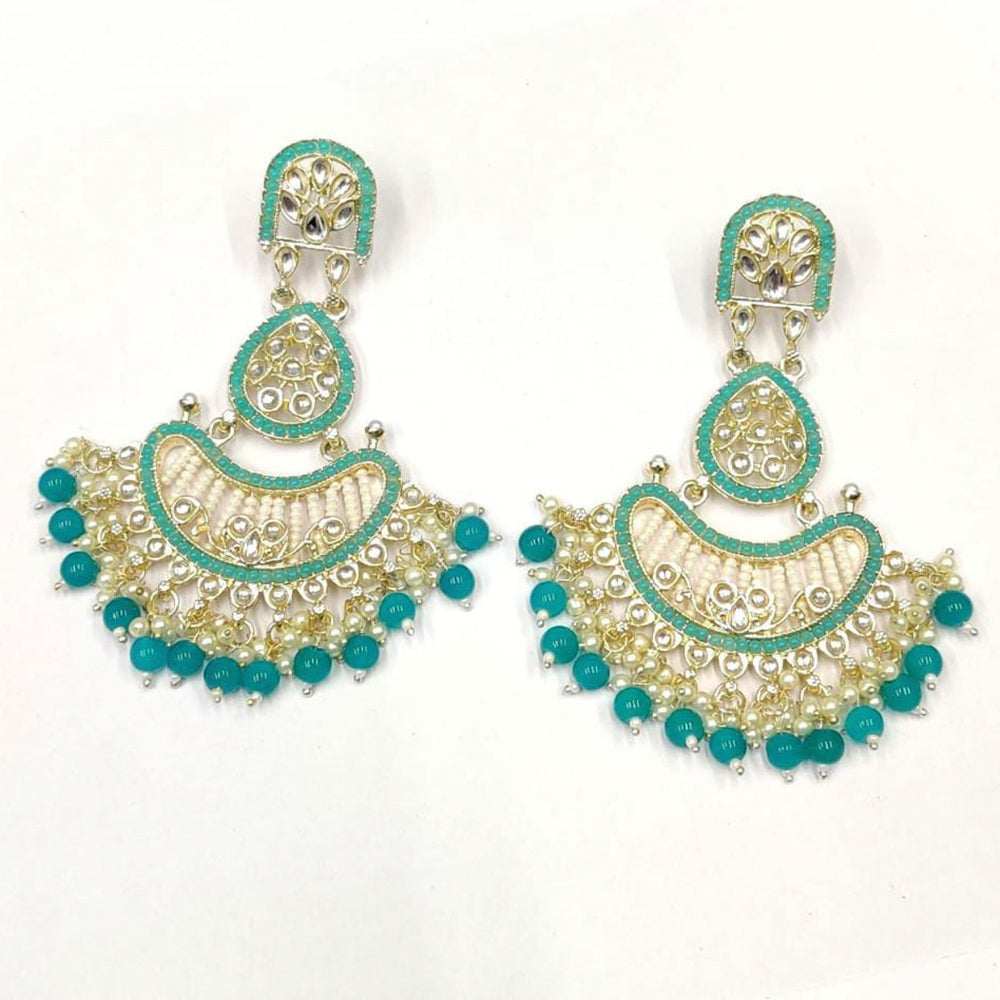 Pooja Bangles Gold Plated Kundan & Beads Dangler Earrings