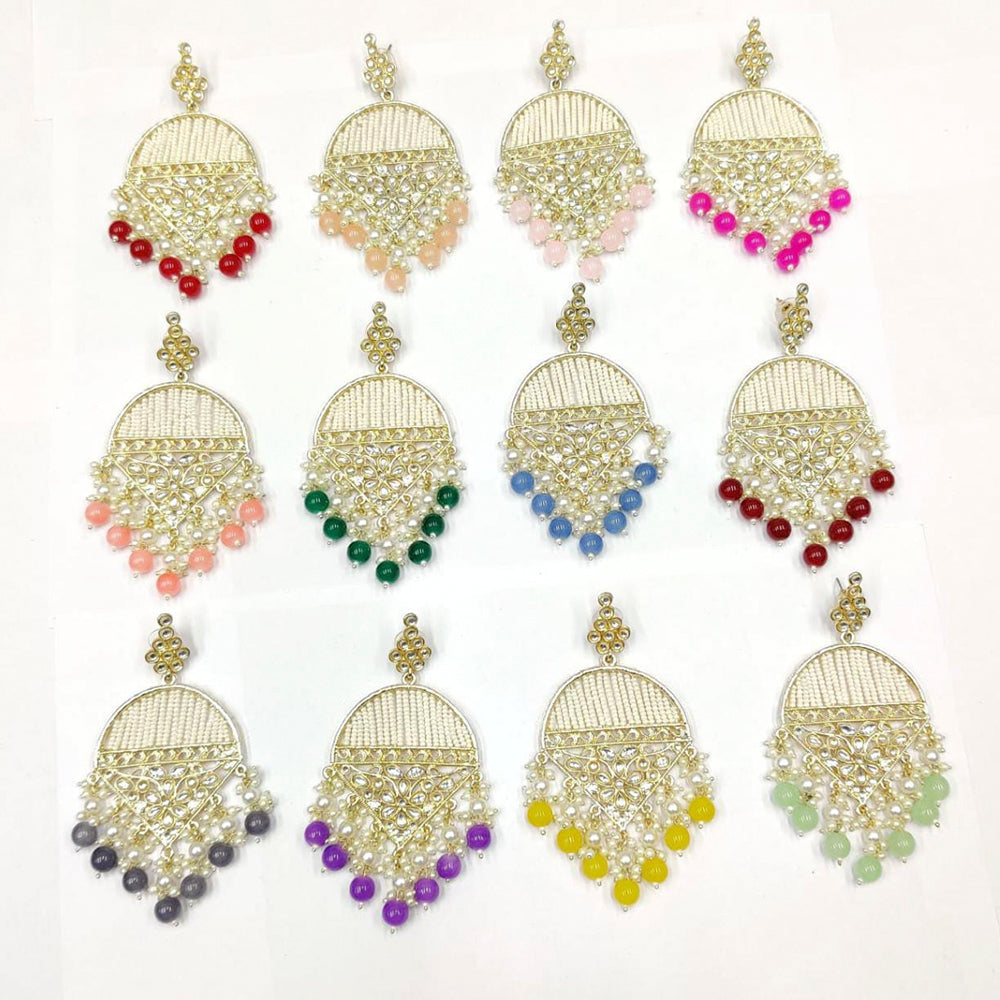 Pooja Bangles Gold Plated Kundan & Beads Dangler Earrings
