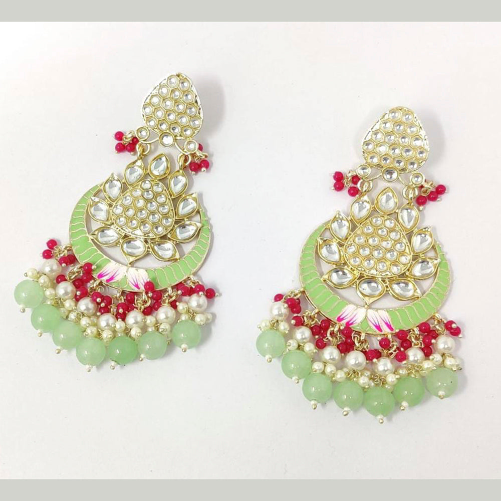 Pooja Bangles Gold Plated Kundan & Beads Dangler Earrings