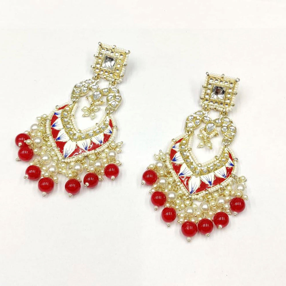 Pooja Bangles Gold Plated Kundan & Beads Dangler Earrings