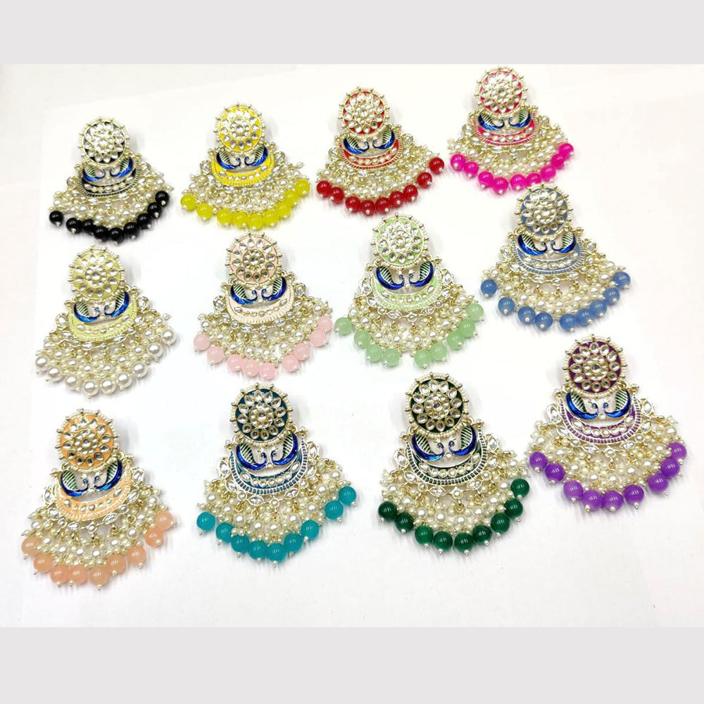 Pooja Bangles Gold Plated Kundan & Beads Dangler Earrings