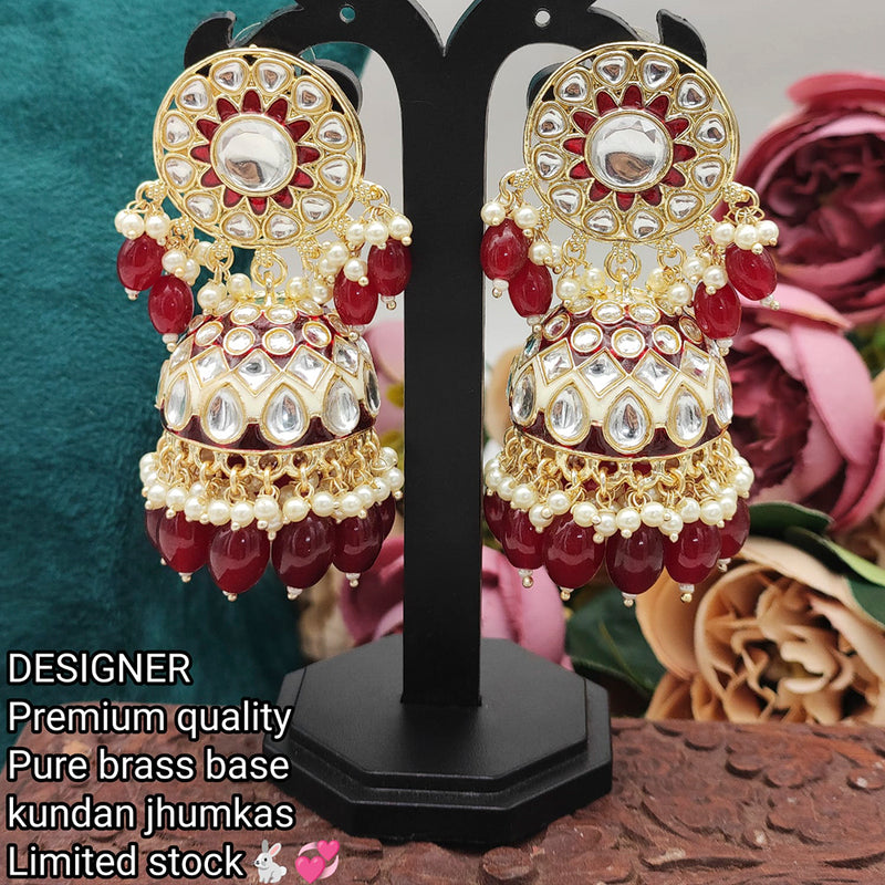 Buy Pink & Green Dangler Earring With Kundan & Pearls by DUGRISTYLE at  Ogaan Market Online Shopping Site