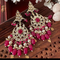 Pooja Bangles Gold Plated Kundan And Beads Dangler Earrings