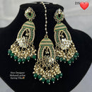 Pooja Bangles Gold Plated Austrian Stone Earrings With Maangtikka