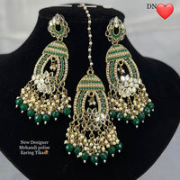 Pooja Bangles Gold Plated Austrian Stone Earrings With Maangtikka