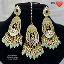 Pooja Bangles Gold Plated Austrian Stone Earrings With Maangtikka