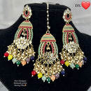 Pooja Bangles Gold Plated Austrian Stone Earrings With Maangtikka