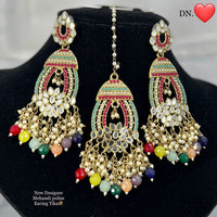 Pooja Bangles Gold Plated Austrian Stone Earrings With Maangtikka