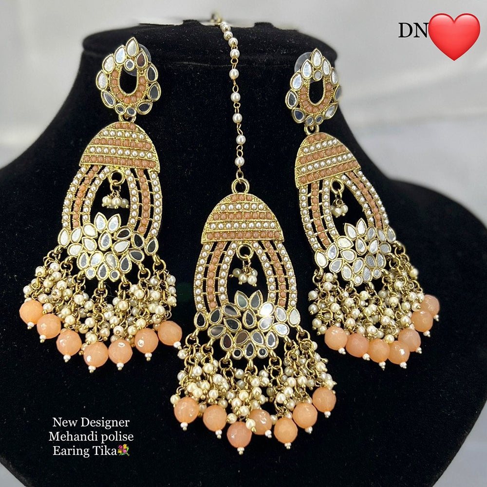 Pooja Bangles Gold Plated Austrian Stone Earrings With Maangtikka