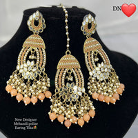 Pooja Bangles Gold Plated Austrian Stone Earrings With Maangtikka