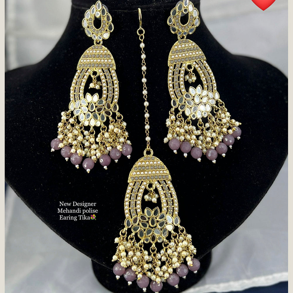 Pooja Bangles Gold Plated Austrian Stone Earrings With Maangtikka