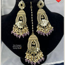 Pooja Bangles Gold Plated Austrian Stone Earrings With Maangtikka