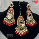 Pooja Bangles Gold Plated Austrian Stone Earrings With Maangtikka