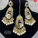 Pooja Bangles Gold Plated Austrian Stone Earrings With Maangtikka