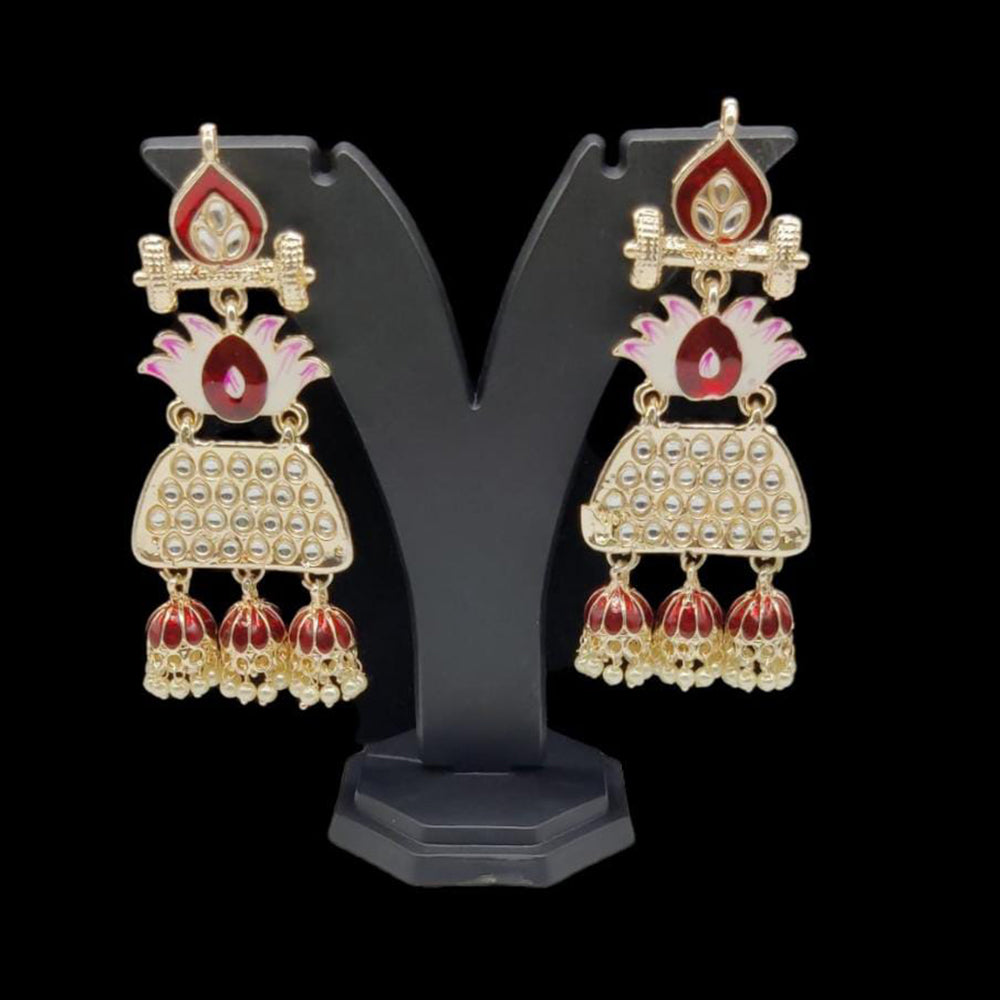 Pooja Bangles Kundan & Meenakari Earrings