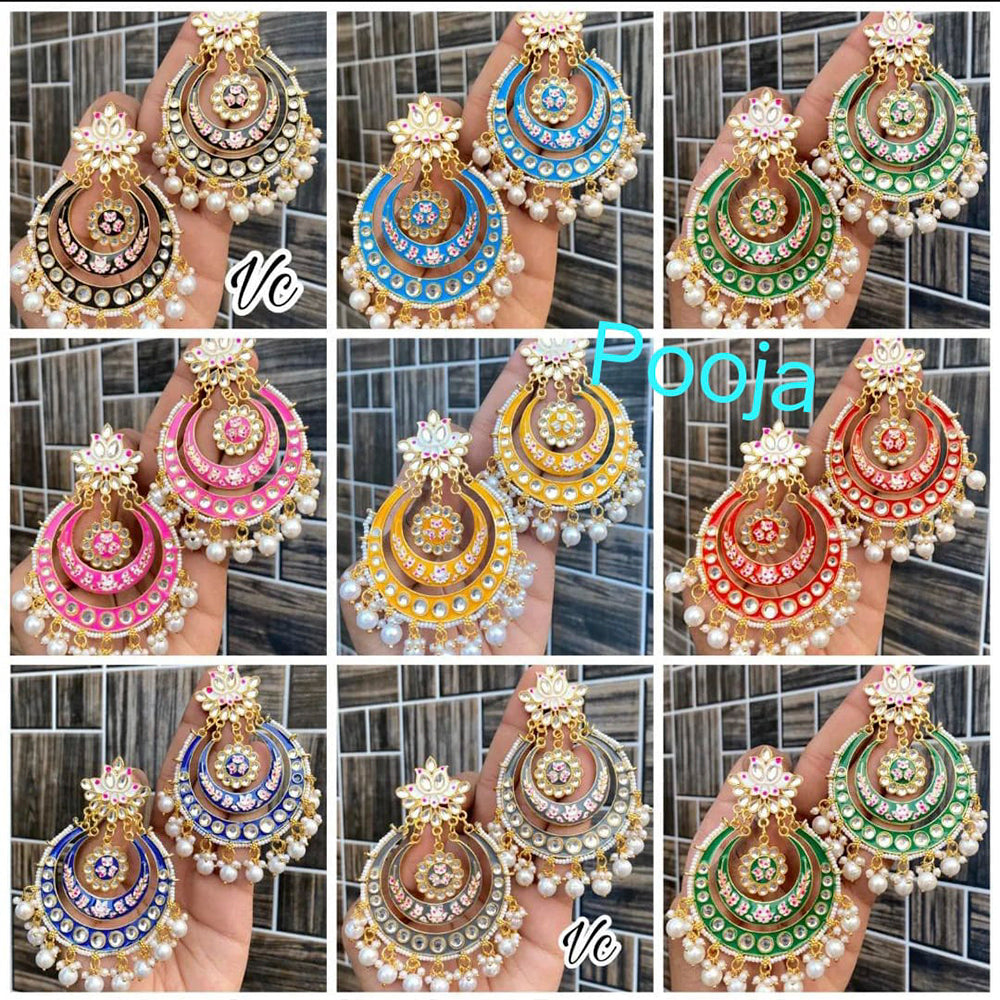 Pooja Bangles Kundan Meenakari Dangler Earrings