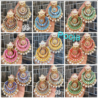 Pooja Bangles Kundan Meenakari Dangler Earrings