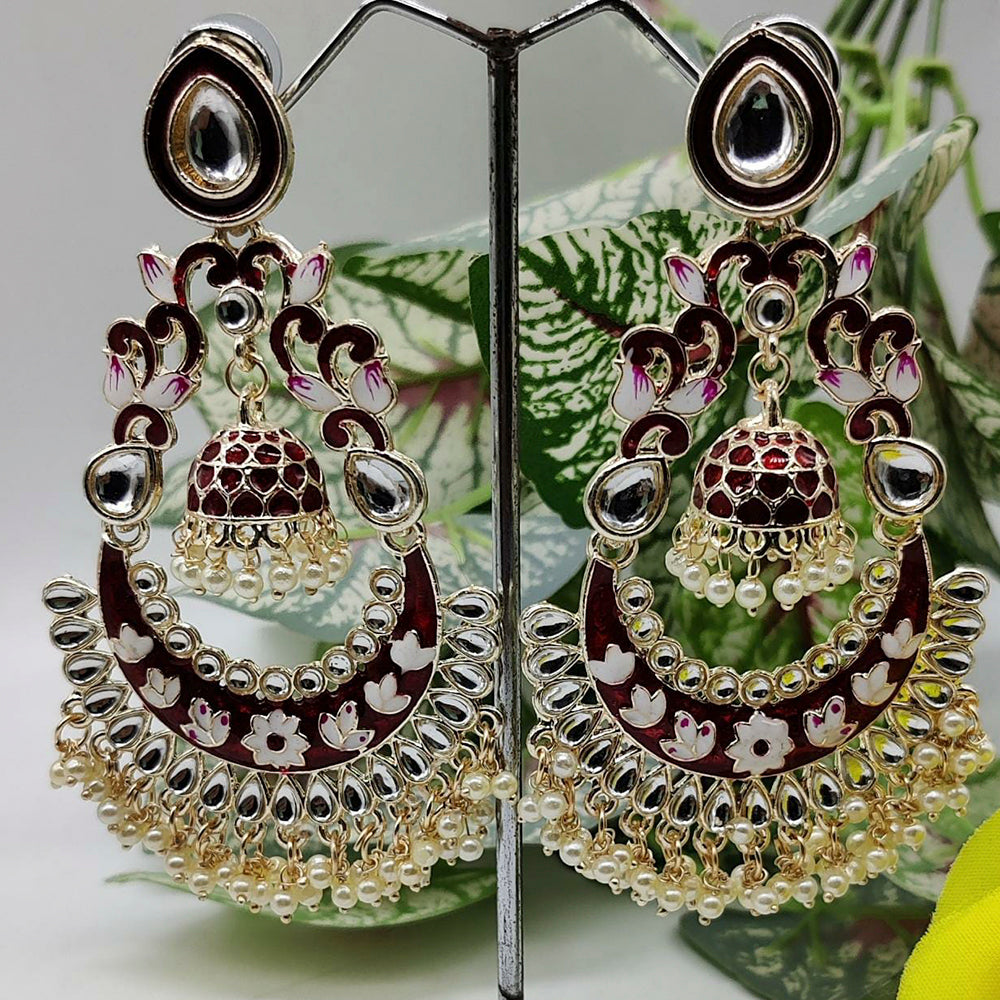 Pooja Bangles Gold Plated Kundan & Meenakari Earrings