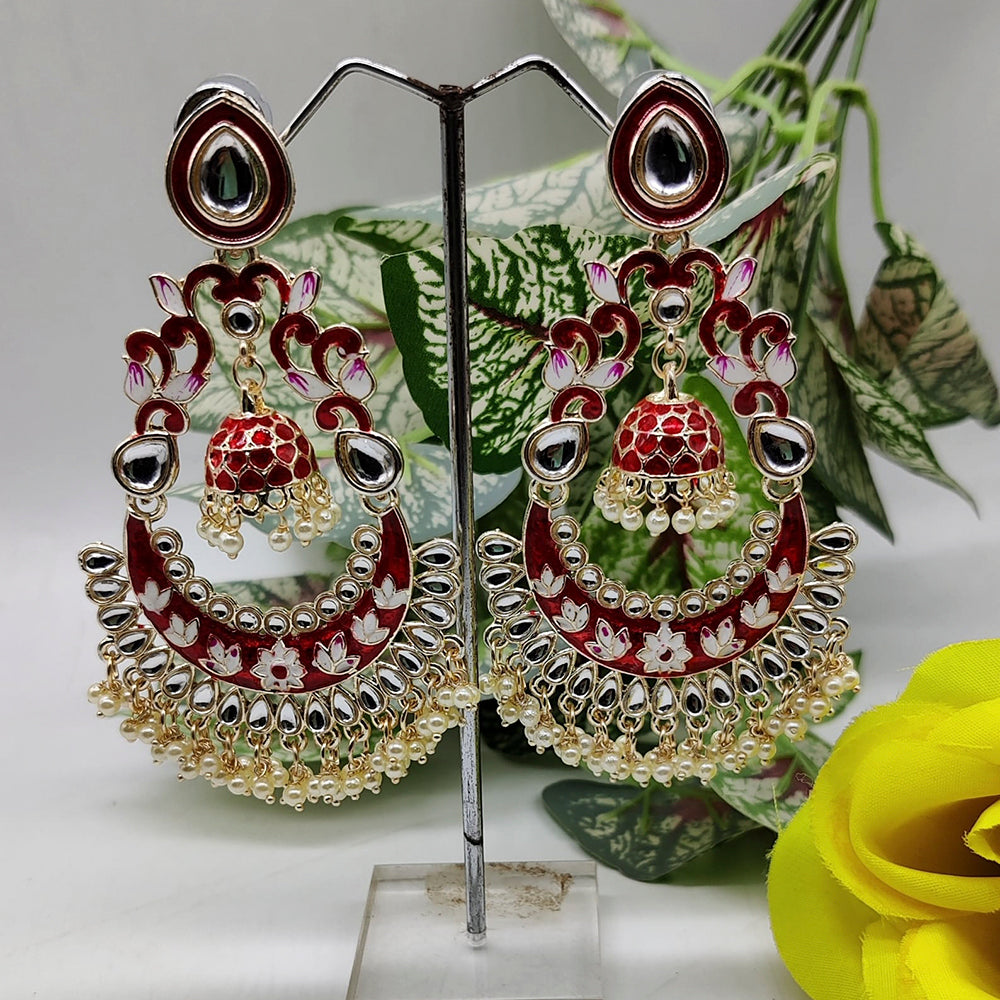 Pooja Bangles Gold Plated Kundan & Meenakari Earrings