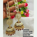 Pooja Bangles Gold Plated Kundan & Beads Jhumka Earrings With Kan Chain