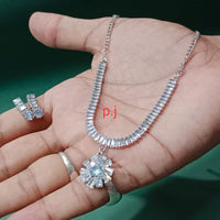 Pooja Bangles Silver Plated Stylish Necklace Set