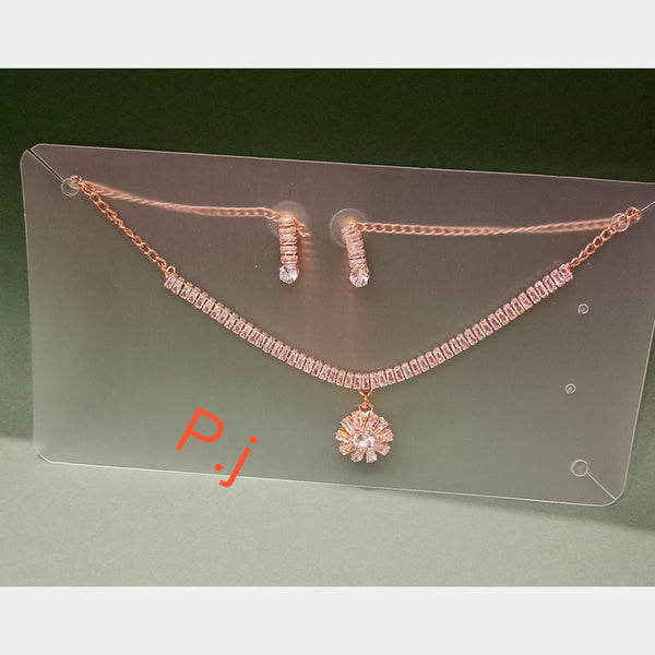 Pooja Bangles Rose Gold Plated Stylish Necklace Set