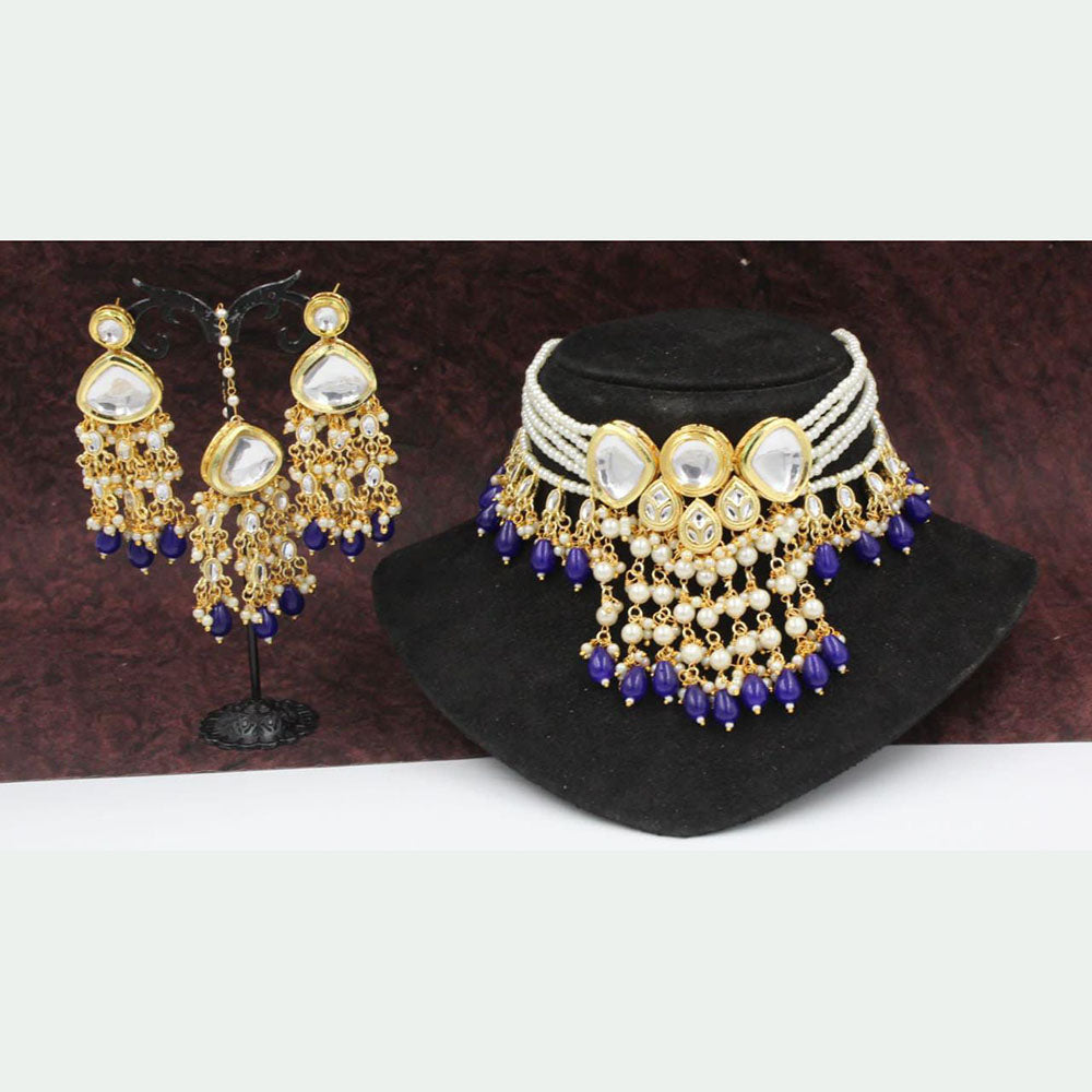 Pooja Bangles Gold Plated Kundan & Pearl Choker Necklace Set
