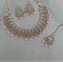 Pooja Bangles Gold Plated Austrian Stone Beads Necklace Set With Maangtikka