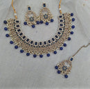 Pooja Bangles Gold Plated Austrian Stone Beads Necklace Set With Maangtikka