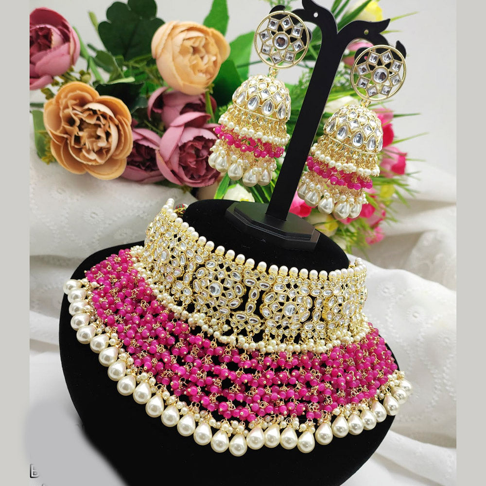 Pooja Bangles Gold Plated Kundan & Pearl Choker Necklace Set