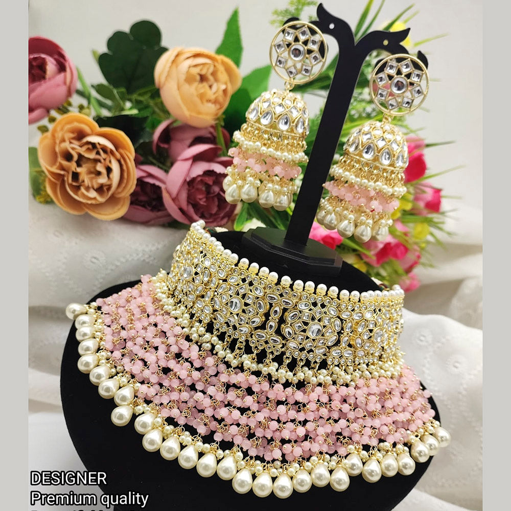 Pooja Bangles Gold Plated Kundan & Pearl Choker Necklace Set