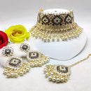 Pooja Bangles Gold Plated Kundan Stone & Meenakari Choker Necklace Set With Maangtikka