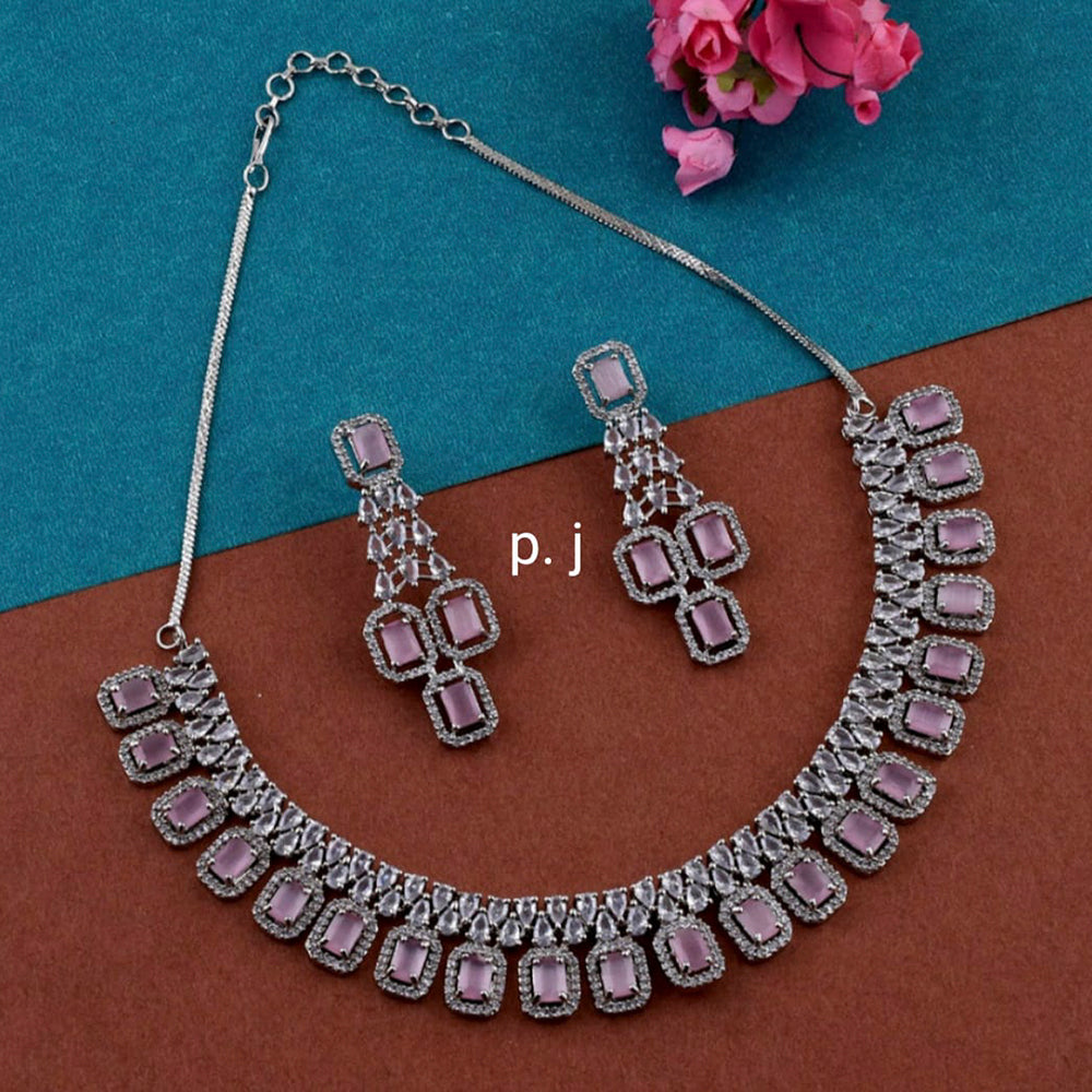 Pooja Bangles Silver Plated American Diamond Necklace Set