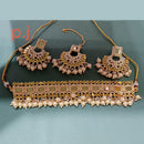Pooja Bangles Gold Plated Mirror & Beads Choker Necklace Set With Maangtikka