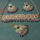 Pooja Bangles Gold Plated Mirror & Beads Choker Necklace Set With Maangtikka