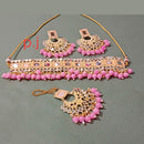 Pooja Bangles Gold Plated Mirror & Beads Choker Necklace Set With Maangtikka