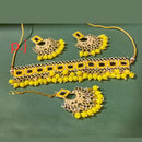 Pooja Bangles Gold Plated Mirror & Beads Choker Necklace Set With Maangtikka
