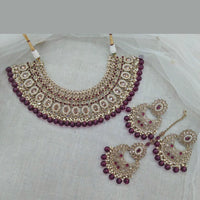 Pooja Bangles Gold Plated Beads Choker Necklace Set With Maangtikka