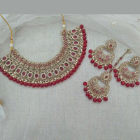 Pooja Bangles Gold Plated Beads Choker Necklace Set With Maangtikka