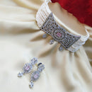 Pooja Bangles Silver Plated American Diamond Pearl Choker Necklace Set