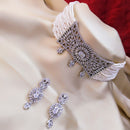 Pooja Bangles Silver Plated American Diamond Pearl Choker Necklace Set