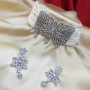 Pooja Bangles Silver Plated American Diamond Pearl Choker Necklace Set